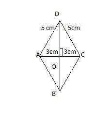 ABCD is rhombus. DC = 5cm, AC = 6cm. Find the length of BD-example-1