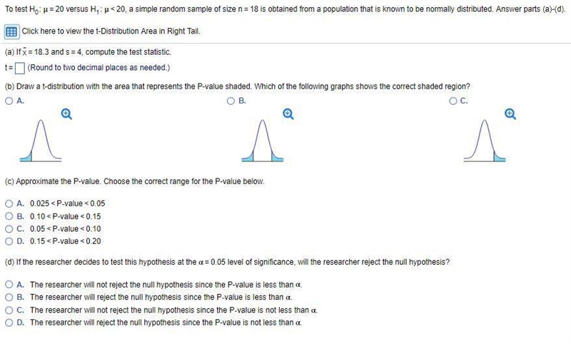 To test Upper H 0​: muequals50 versus Upper H 1​: muless than50​, a random sample-example-1