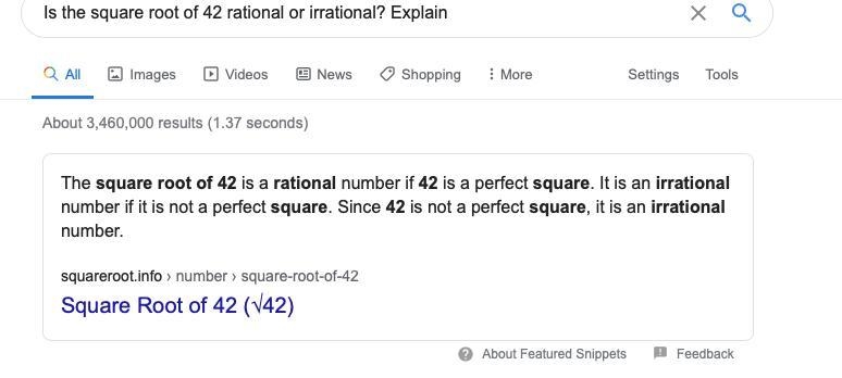 Is the square root of 42 rational or irrational? Explain-example-1