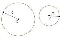 Circle X with a radius of 6 units and circle Y with a radius of 2 units are shown-example-1