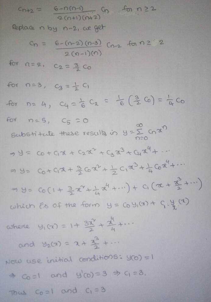 In this exercise, we consider finding the first five coefficients in the series solution-example-2