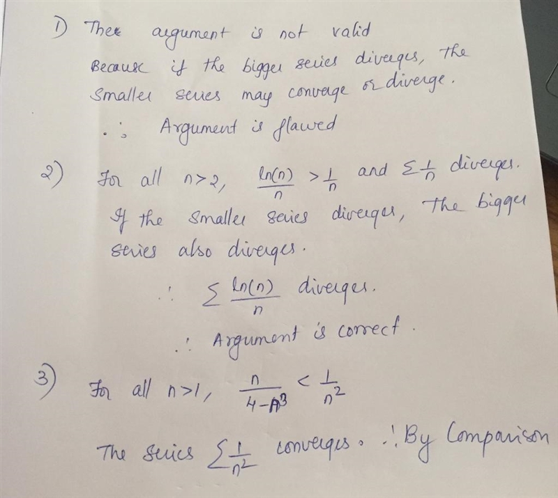 Each of the following statements is an attempt to show that a given series is convergent-example-2