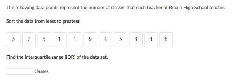 The following data points represent the number of classes that each teacher at Broxin-example-1