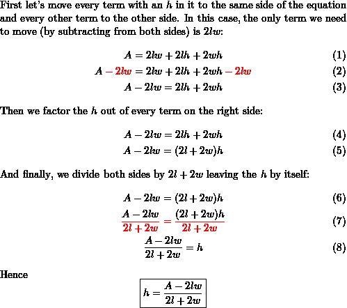 Solve A=2lw+2lh+2hw for h.-example-1