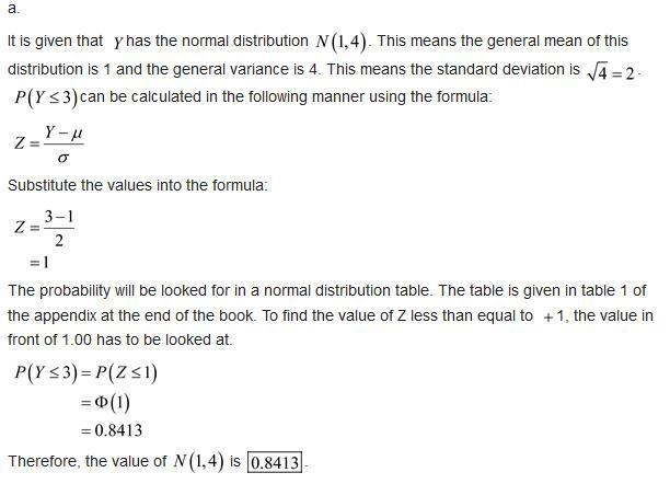 Compute the following probabilities: If Y is distributed N(1, 4), find Pr ( Y ≤ 3 ) . If-example-1