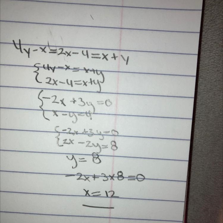 4y-x=2x-4=x+y solve for x-example-1