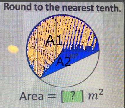 Find the area of the shaded region. Round to the nearest tenth.-example-1