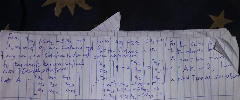 Let ???? be a 3×3 matrix and suppose we know that 4????1+2????2−5????3=0 where ????1,????2 and-example-1