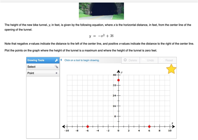 Plot the the points on the graph where the height of the tunnel is a maximum and where-example-1