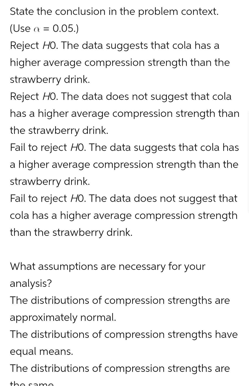 An article includes the accompanying data on compression strength (lb) for a sample-example-2