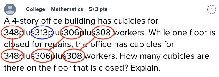 A​ 4-story office building has cubicles for 348plus313plus306plus308 workers. While-example-1