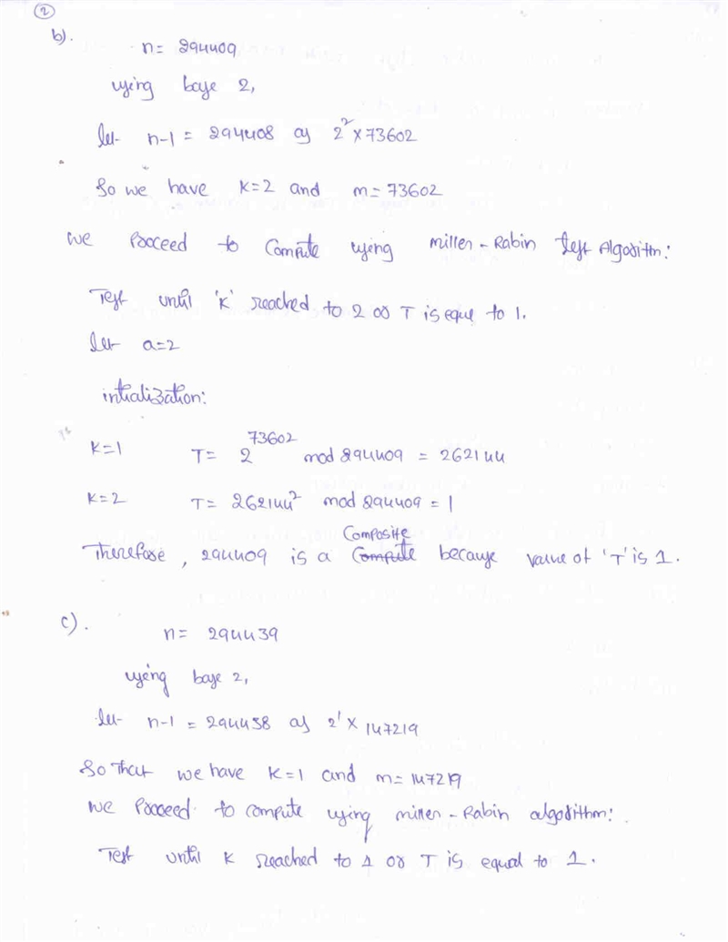 Use the Miller–Rabin test on each of the following numbers. In each case, either provide-example-2