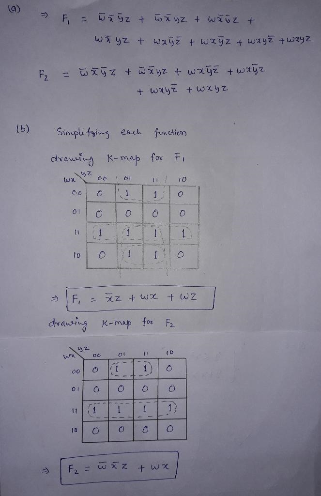 Assume you have the following truth tables for functions F1(w, x, y, z) and F2(w, x-example-2