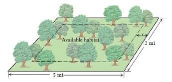 A wild animal generally stays at least x mi from the edge of a forest. For a rectangular-example-1