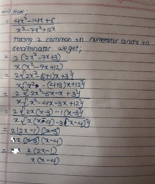 Please help! picture above plus, part B: write the quadratic expression in the numerator-example-1