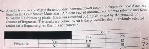 A study is run to investigate the association between flower color and fragrance in-example-1