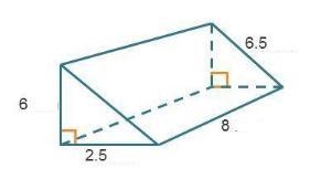 Which could be the area of one lateral face of the triangular prism? 6.5 ft 6 ft 8 ft-example-1