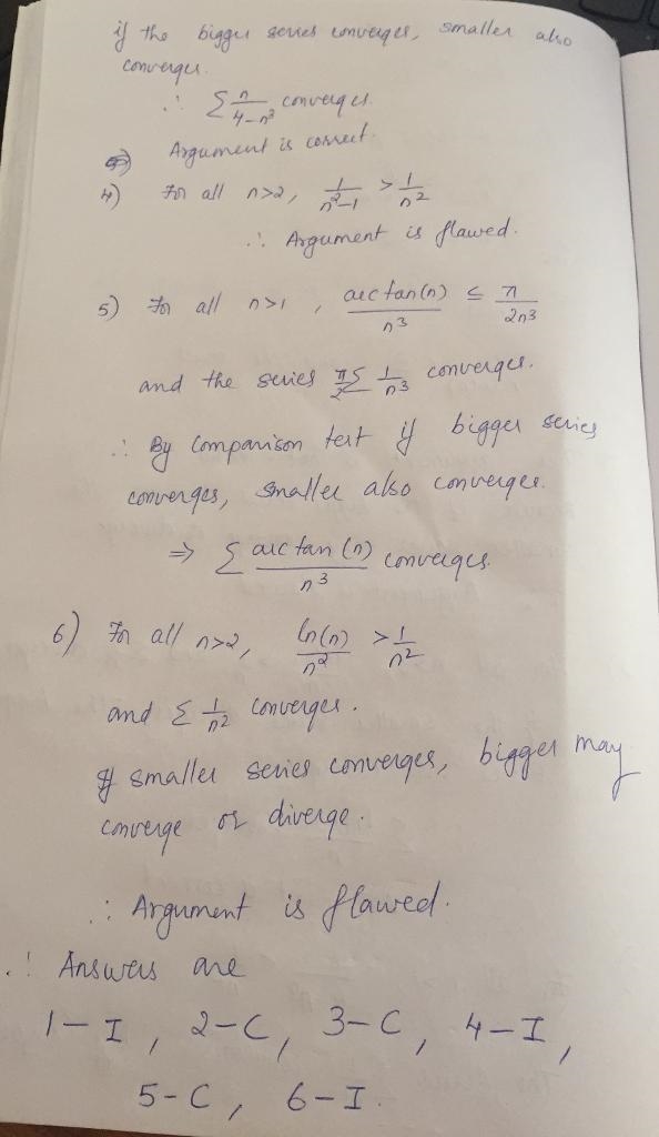 Each of the following statements is an attempt to show that a given series is convergent-example-1