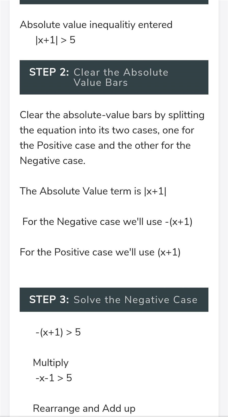 Solve the inequality, & show step by step |x+1|>5-example-1