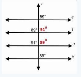 Which lists all the lines that are parallel to line s? Lines s, t, u, and v are cut-example-1