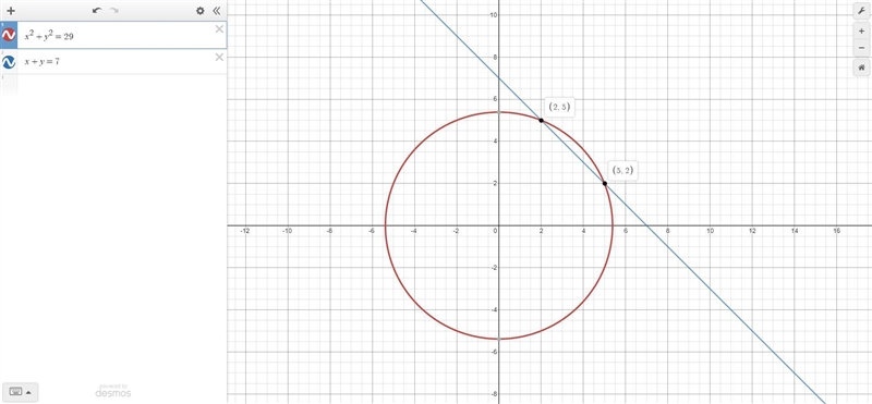 Datguy323 is going to complain again. What's the variables for: x^2+y^2=29\\x+y=7 y-example-1