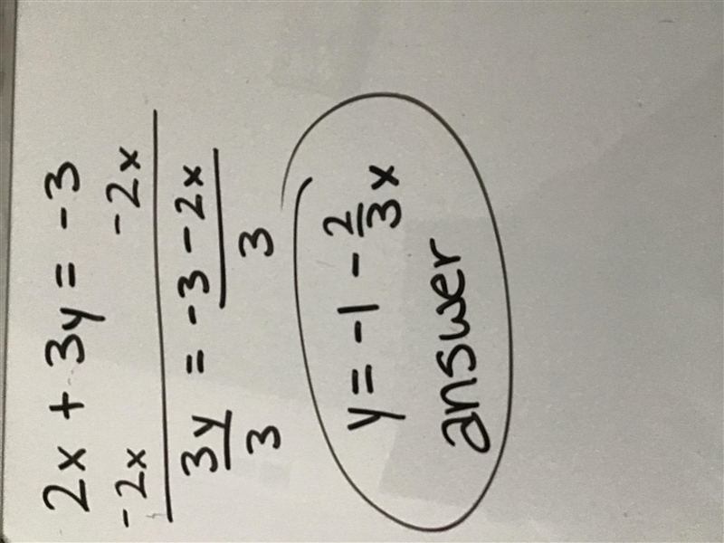 Express the following equation in slope-intercept form: 2x+3y=-3-example-1