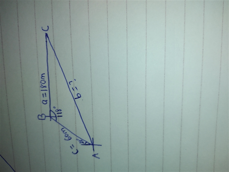 A student walk 60m on a bearing of 028 degree and then 180m due east. How is she from-example-1