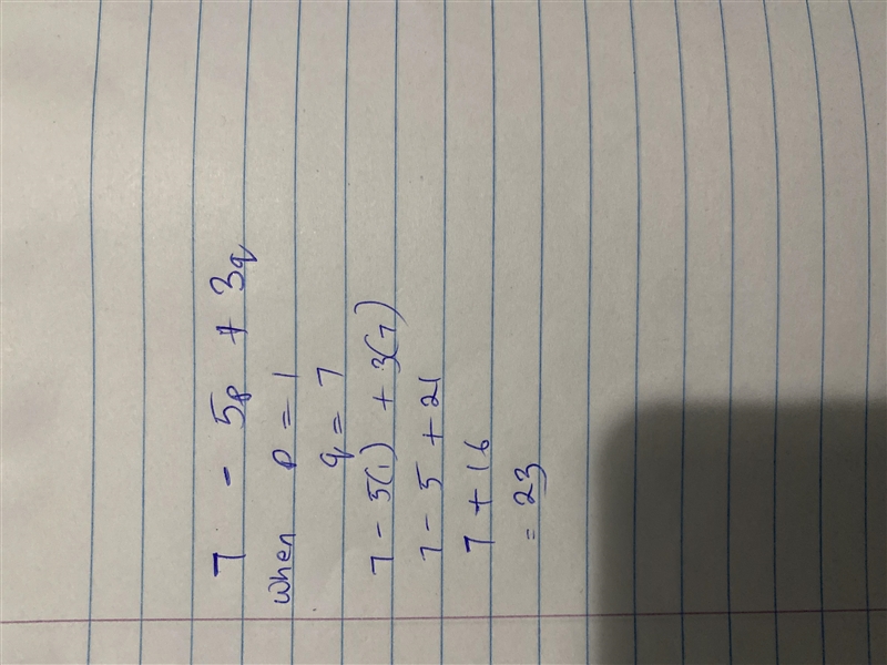 7-5p +3qwhen p =1 and q=7-example-1