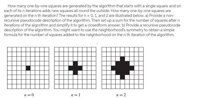 How many one-by-one squares are generated by the algorithm that starts with a single-example-1