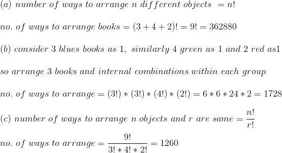 3 green, and 2 red. (a) In how many ways can the books be arranged on a shelf? (b-example-1