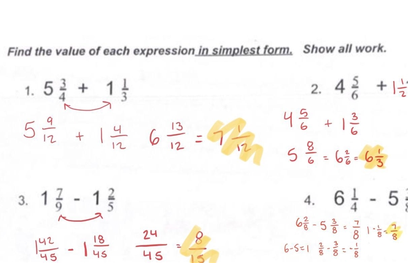 Find the value of each expression in simplest form. Show all work-example-1