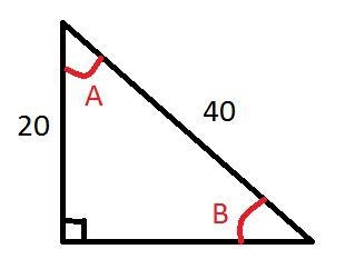 A giant right triangular sculpture has two legs with lengths 20 meters and 40 meters-example-1