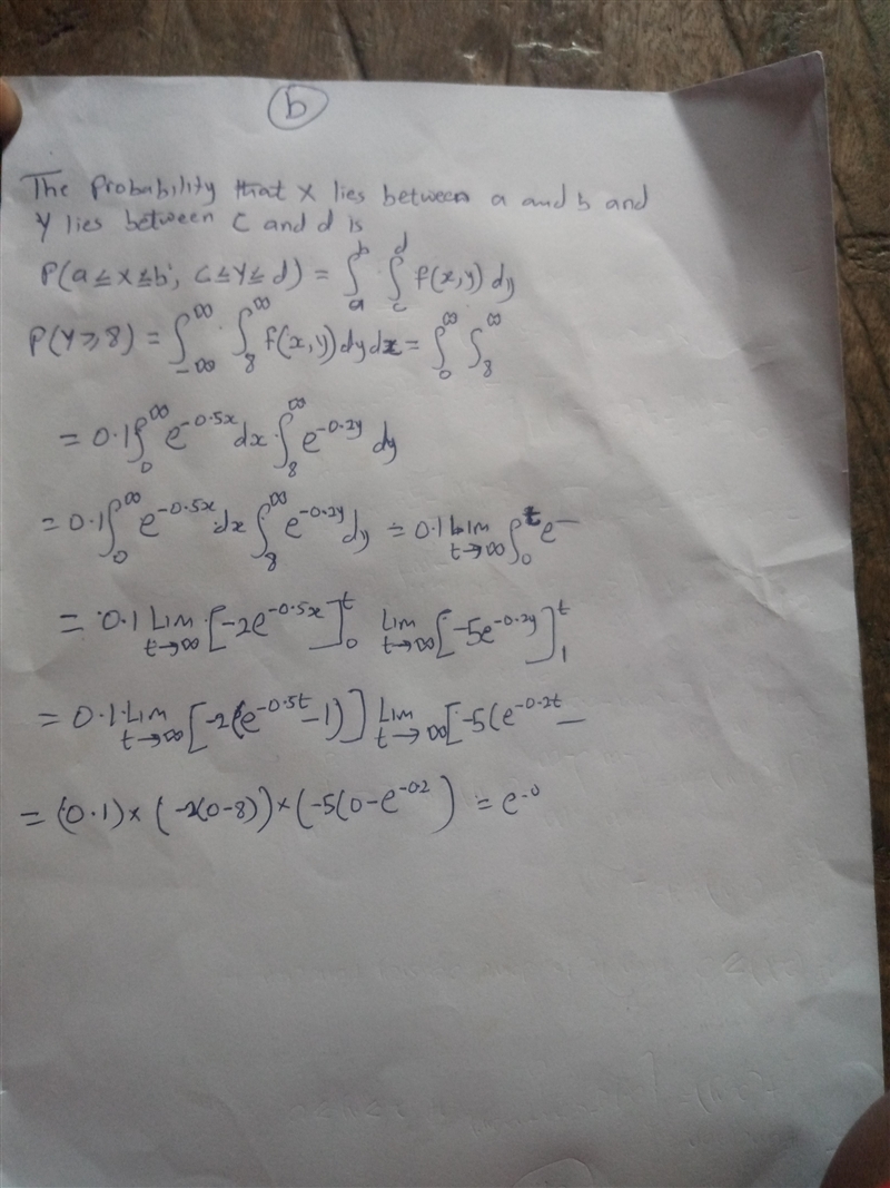 Suppose X and Y are random variables with joint density function. f(x, y) = 0.1e−(0.5x-example-2