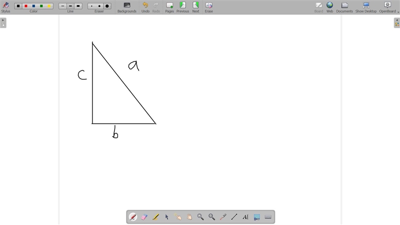 Given a right triangle with sides of length a, b, and c and area a²+b²-c², find c-example-1