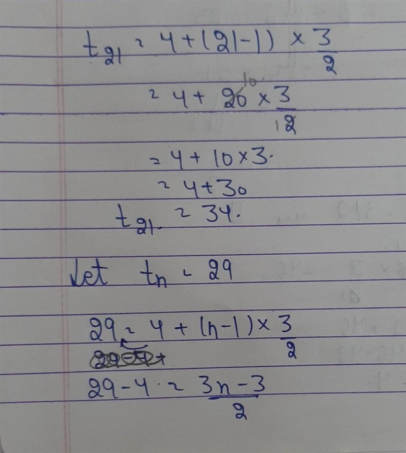 1. Find the 21st tem of an A.P. whose 15th term is 25 and 29th term 46. Show that-example-2