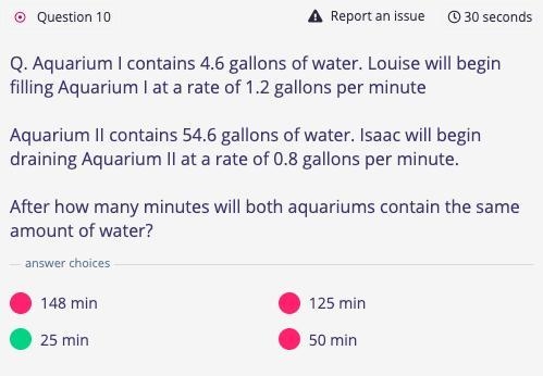 Aquarium I contains 4.6 gallons of water. Louise will begin filling Aquarium I at-example-1