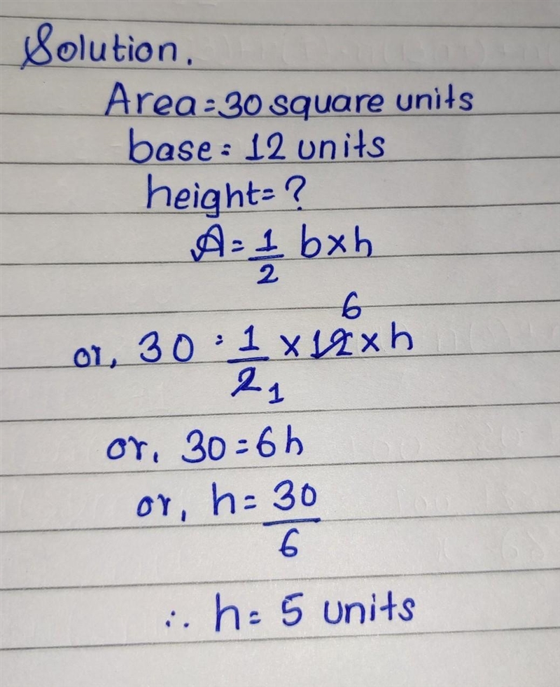 The formula for the area of a triangle is A = {bn, where b is the length of the base-example-1