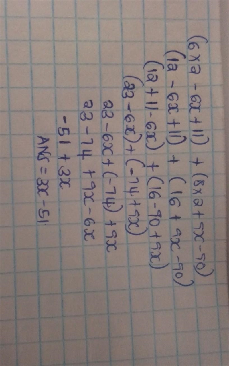 Add. (6x2 - 6x + 11) + (8x2 + 9x -90) The answer is (Simplify your answer.)-example-1