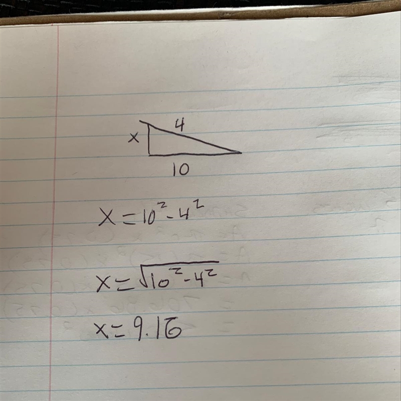 A RAMP RISES 4 FEET OVER A DISTANCE OF 10 FEET. WHAT IS THE LENGTH OF THE RAMP-example-1