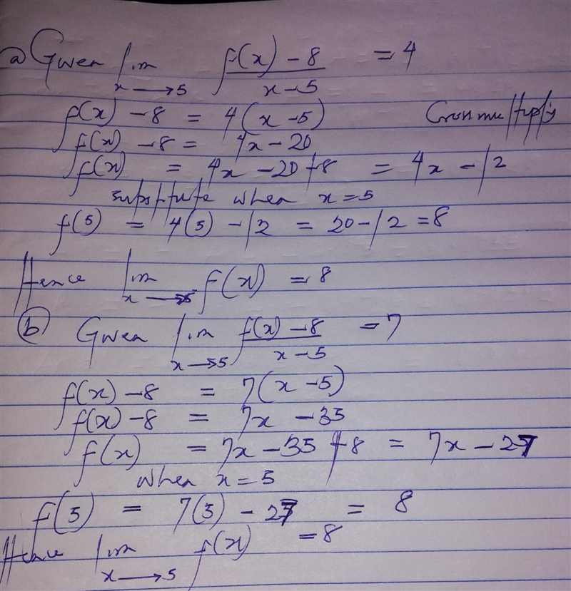 1) f(x) 8 If m 4, find lim f(x) x 5 x X 5. 2) If lim f(x) 8 f(x). 7, find lim X 5 X-example-1