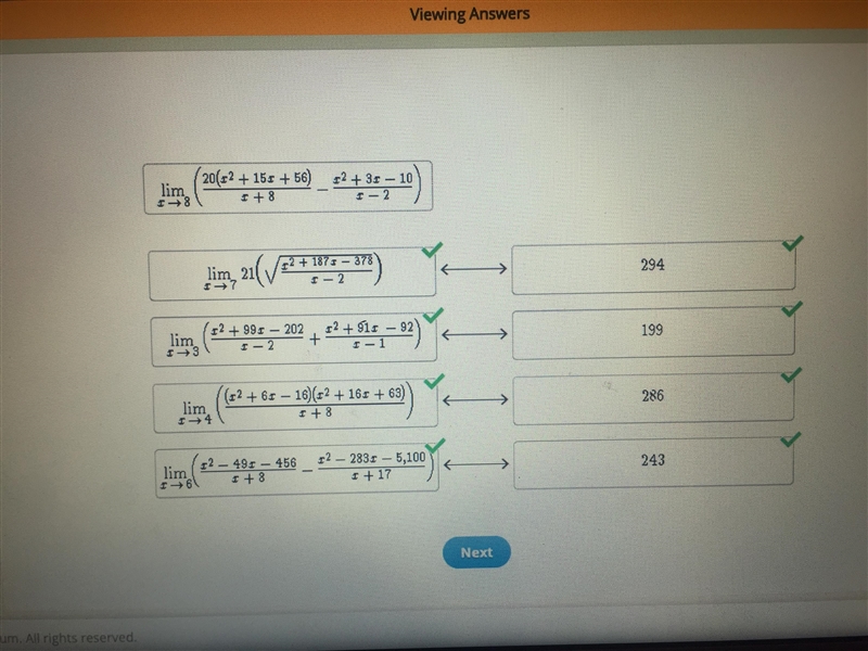 Match the expressions to their limit values.-example-1