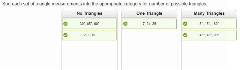 Sort each set of triangle measurements into the appropriate category for number of-example-1