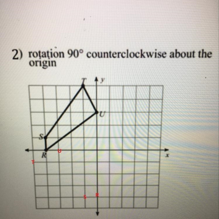 What are the point for a 90 degree rotation counterclockwise about the origin-example-1