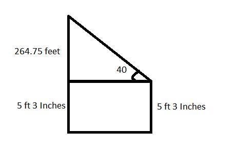 Jane is using a sextant to measure her distance from a building of height 270 feet-example-1