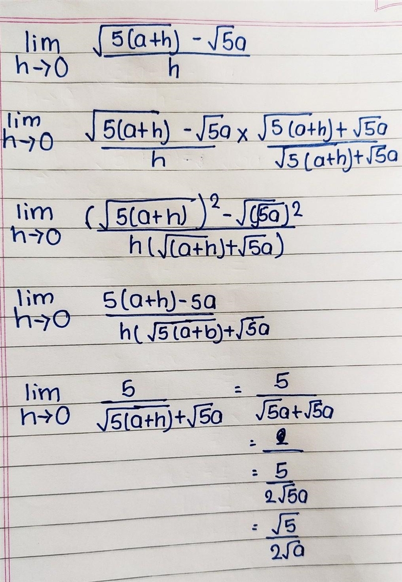 Algebraically calculate the following limit exactly: lim ℎ→0-example-1