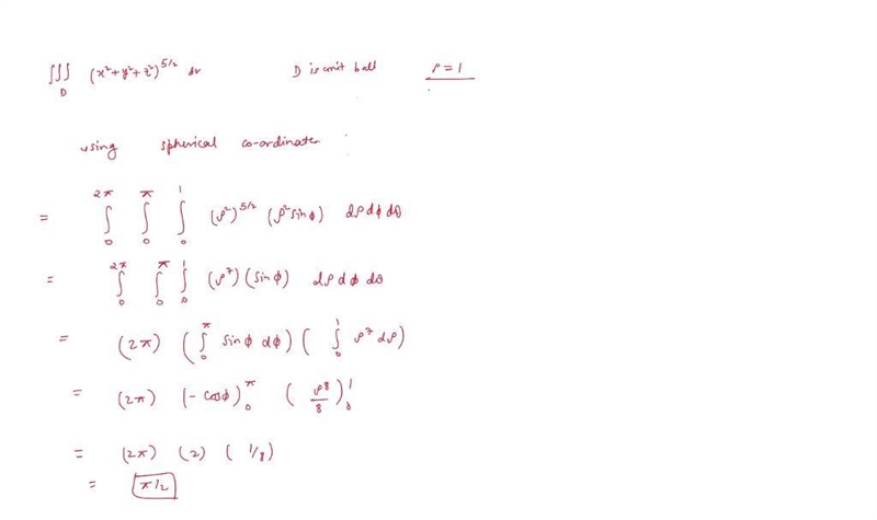 Evaluate the spherical coordinate integral ModifyingAbove ModifyingBelow Integral-example-1