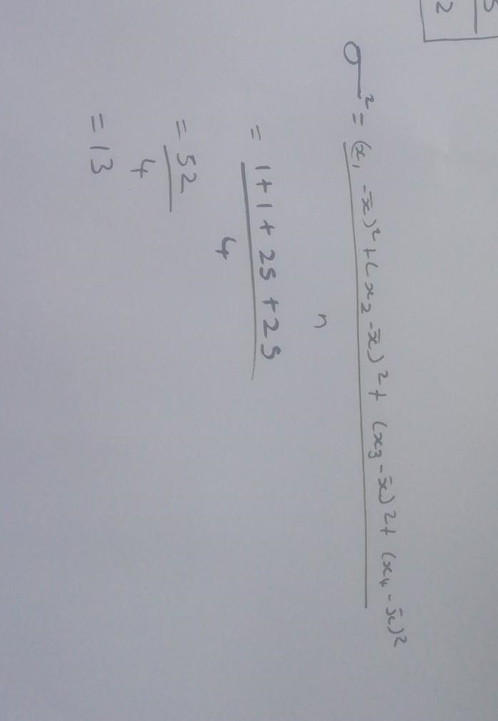 The following data values represent a population. What is the variance of the values-example-2