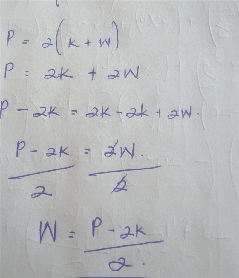 Make w the subject of the relation p=2 (k+w)​-example-1