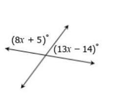 Find the value of x in the figure below. (8x + 5)° (13x – 14)°-example-1