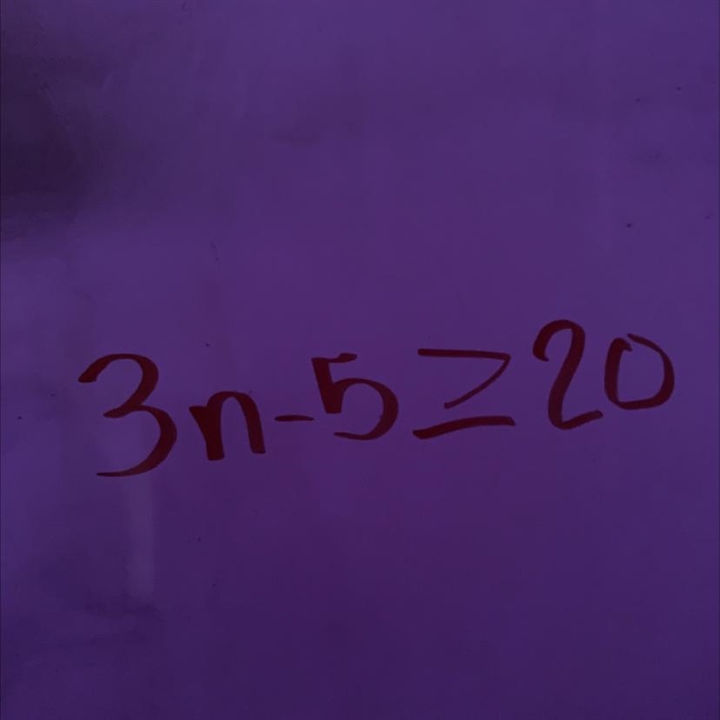 3. Write the sentence as an inequality. “5 less than 3 times a number is at least-example-1